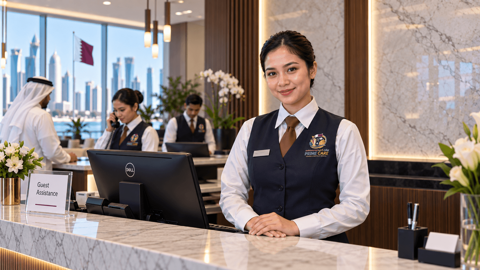 Professional front desk receptionist in Qatar