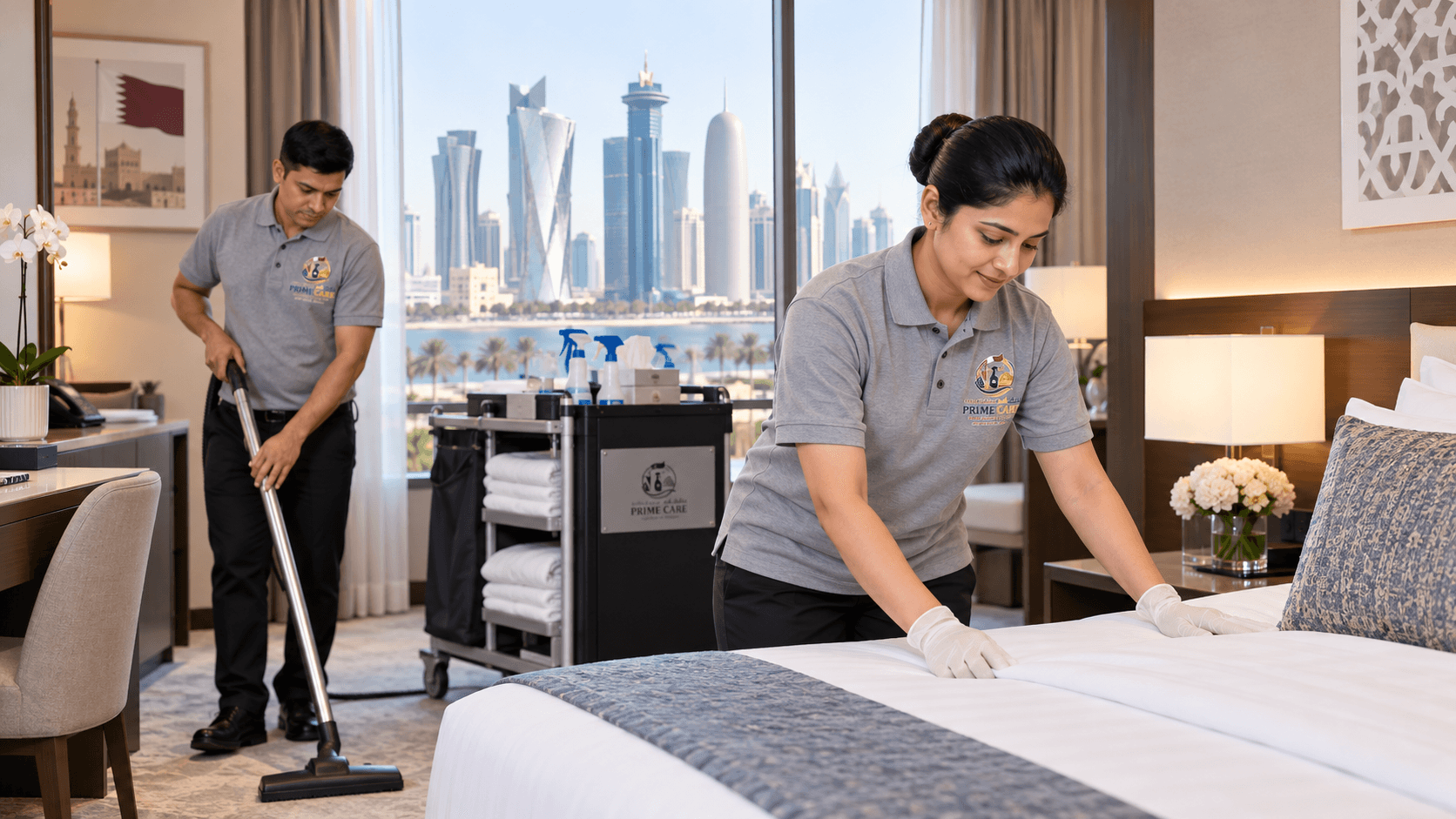Professional housekeeping staff in Qatar