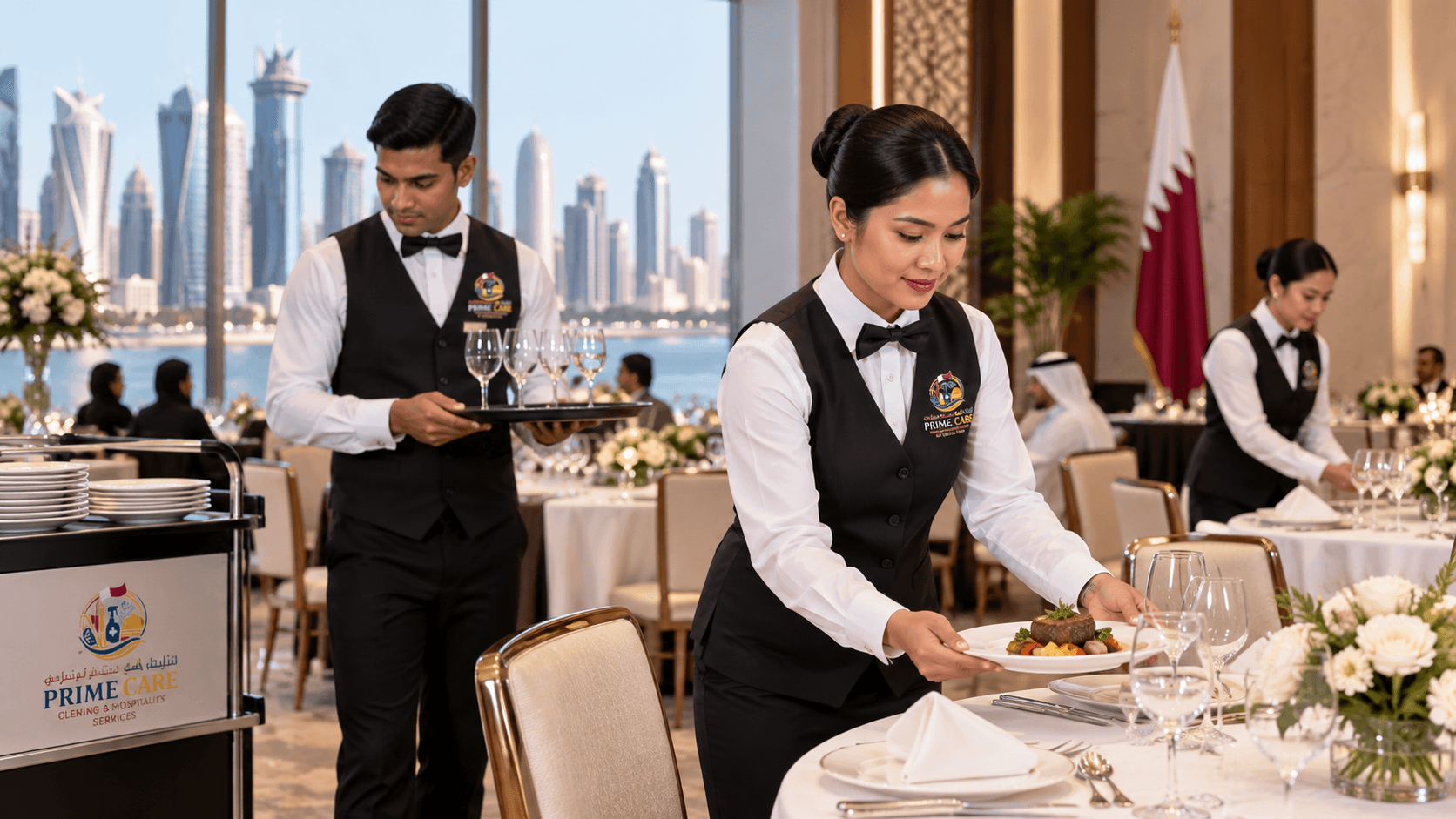 Professional waiter and waitress staff in Qatar